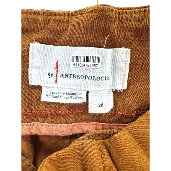 Anthropologie Brown Utility Cargo Shorts Cuffed Hem Pockets Womens Size 28 - Picture 2 of 7
